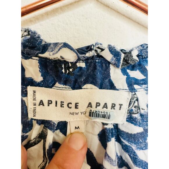 APIECE APART Blue White Floral Cotton Las Alturas Mini Dress Size Medium - Picture 7 of 16